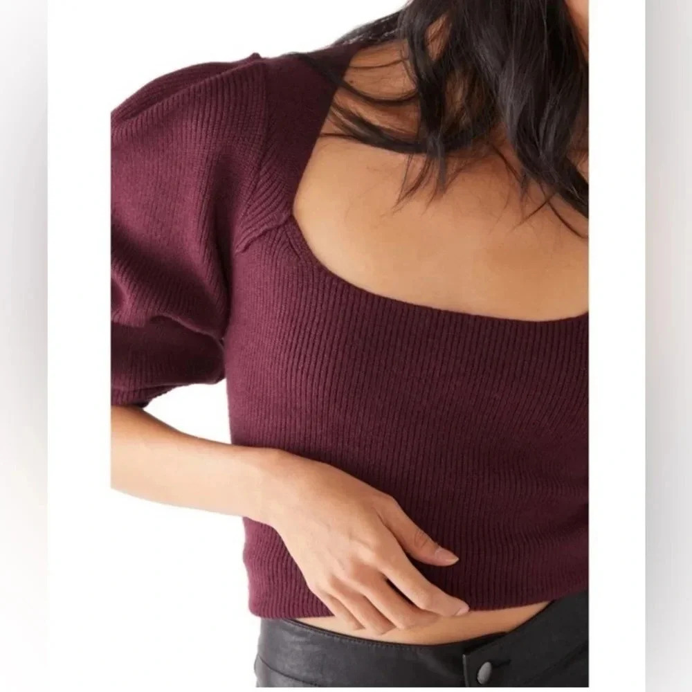 NWT Free People Saffron Open Back Sweater Women Long Sleeve Square Neck (s) - Picture 3 of 8